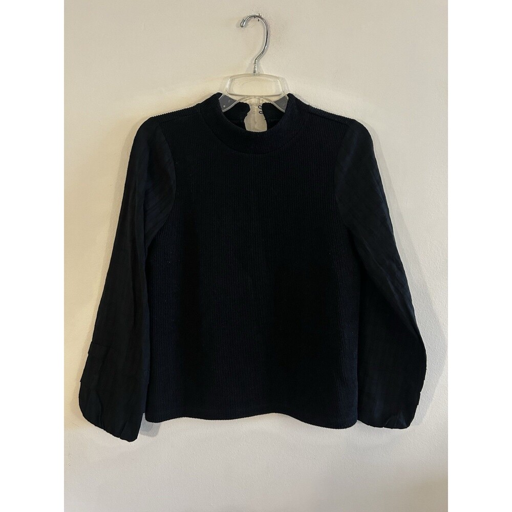 MADEWELL Black Ribbed Mock-Neck Weavemix Stretch Knit Sweater Size S